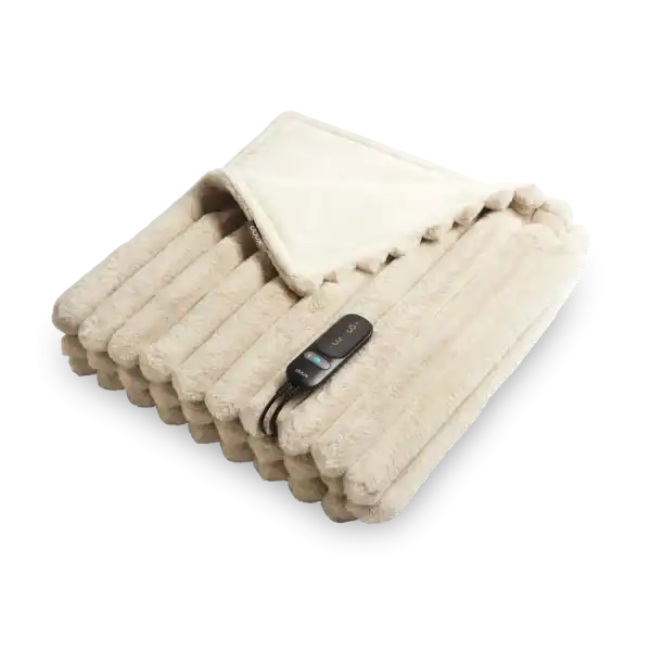 duux yentl heated overblanket striped beige